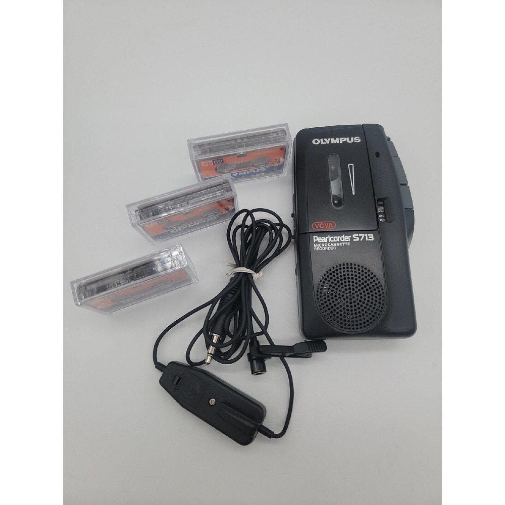 Olympus VCVA Pearlcorder S713 Handheld Microcassette Voice Recorder w/ 3 Tapes